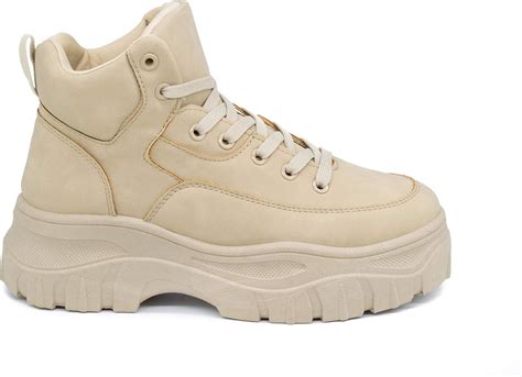 beige platform trainers.